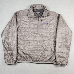 Patagonia Nano Puff Jacket Men's Medium SilverGray Quilted 1/2 Zip Pullover READ
